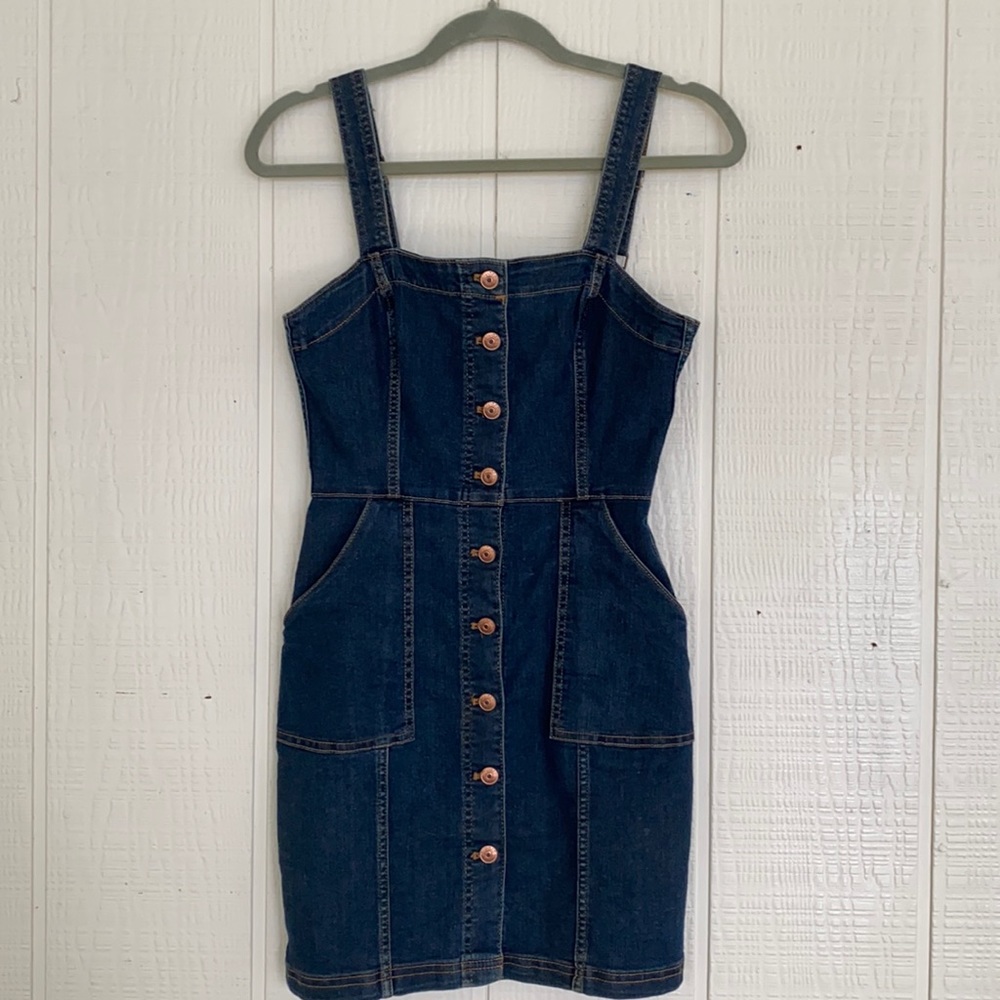 H&M overall denim dress XS